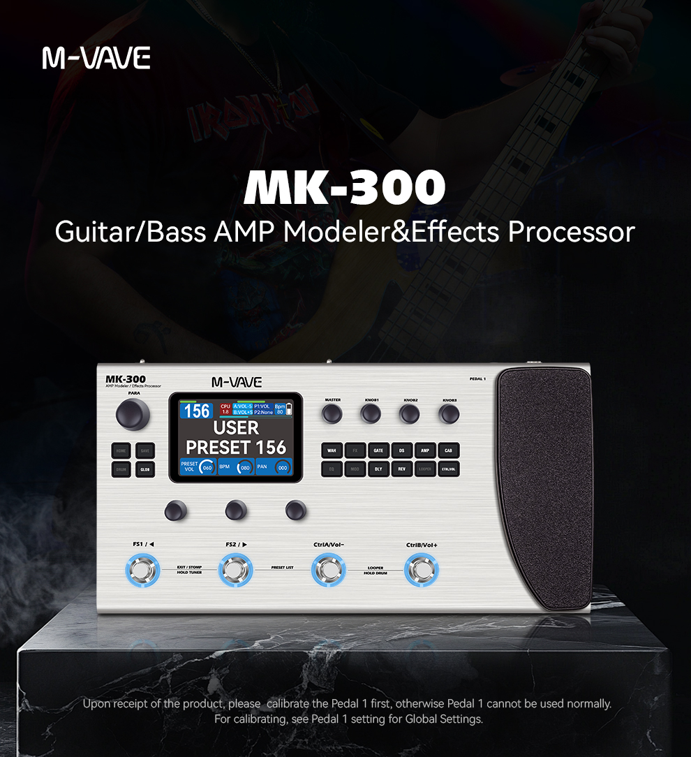 M-VAVE MK-300 Looper Pedal - 360+ Effects Types for Guitar & Bass