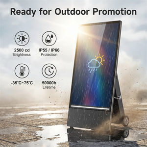 Affichage publicitaire numérique portable d'extérieur avec écran LCD, roues, animation et signalétique <span class=keywords><strong>pour</strong></span> restaurants et vitrines de commerces - Product Image 3