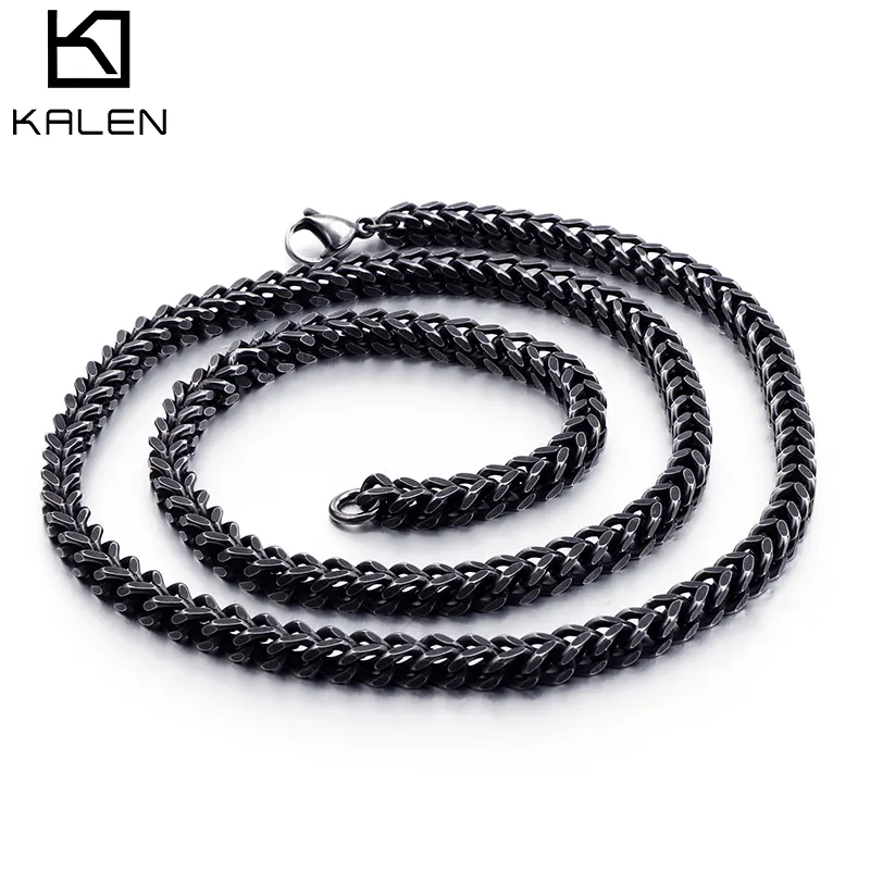 KALEN 660*5mm Vintage Black Heavy Link Chain Long Necklace For Men