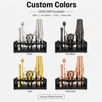 Ensemble de 16 pièces pour shaker à cocktails Boston avec support en bambou, kit d'outils de bar en acier inoxydable, couleur personnalisée, kit de fabrication de cocktails pour barman à domicile