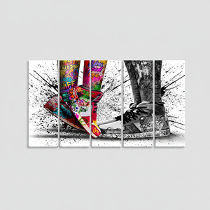 Chaussures Graffiti élégantes, impression sur verre trempé, œuvre d'art sur toile, lot de 5 toiles - Product Image 2