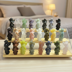 หินบำบัดขายส่ง คริสตัลธรรมชาติ งานฝีมือทำมือ โมสอาเกตแกะสลักรูปนางฟ้า คริสตัลทูหยงแกะสลักขัดเงา - Product Image 3