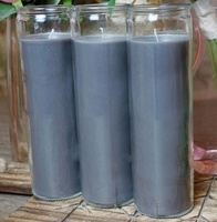 Bougies votives religieuses de qualité économique, 7 jours, en forme de pilier, dans un bocal en verre, en cire de paraffine, sans flamme, pour Pâques et l'église, couleur grise