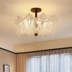 Lustre en cristal européen, plafonnier LED à montage en surface, blanc froid, avec abat-jour en papier, grande taille, éclairage pour salon - Product Image 1