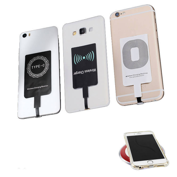 Adaptador de Cargador Inalámbrico Qi Universal para Teléfono Celular,  Módulo Receptor de Cargador Inalámbrico Micro USB V8 Tipo C para iPhone,