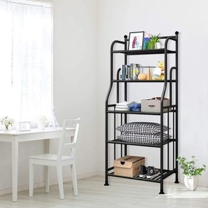 New Design Easy Assembly Daily Necessities Durable Storage Shelf Display & Storage Black Metal Rack High Quality Storage Shelf