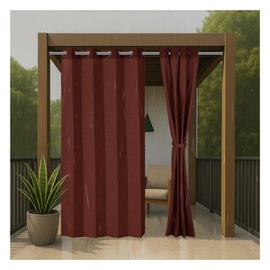 Rideaux d'extérieur imperméables de qualité supérieure en bordeaux riche avec un design élégant pour des espaces extérieurs sophistiqués - Product Image 1