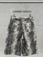 Shorts en jean pour hommes 435G en coton épais à imprimé serpent, coupe décontractée, longueur genou, style Bermuda, streetwear, décontracté, vente en gros, personnalisable