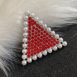 Broche en diamants rouges et perles blanches de haute qualité, broche en diamant personnalisée pour sari, sororité grecque Delta Society - Product Image 3
