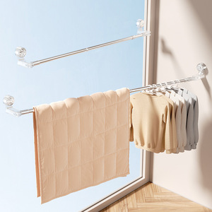 Suction Cup Telescopic Clothes Drying Rod Single Bar For Window Balcony Quilt Drying No Drilling Required - Product Image 1