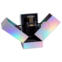 Boîte à cosmétiques et parfums de luxe holographique à double porte, estampage à chaud or, doublure en éponge, carton, faible MOQ, livraison rapide, logo personnalisé
