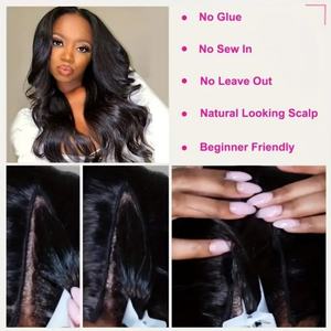 Perruque en V sans colle, fabriquée à la machine, en cheveux humains naturels, avec frange, vente en gros FH - Product Image 3