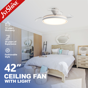 1stshine Ventilador de Techo Montado al ras 42 Pulgadas Cuchillas Ocultas Control Remoto Moderno Decorativo LED Ventilador de Techo Luz - Product Image 1