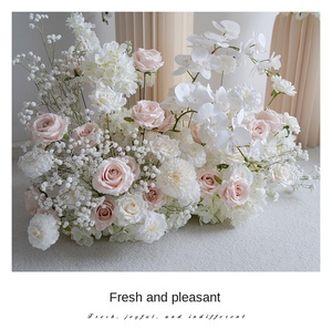 Di alta qualità rosa chiaro e bianco rosa fiore corridore artificiale cerimonia nuziale corridoio fotografia decorazione da tavola <span class=keywords><strong>fiori</strong></span> - Product Image 5
