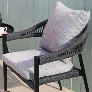 Outdoor Cafe <strong>Chair</strong> Garden Furniture Stackable Metal Aluminum Rattan Dining Arm <strong>Chair</strong> With Cushion - Product Image 3