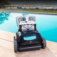 Nettoyeur de piscine robotisé à double brosse, avec fonction d'escalade des parois, télécommande et câble anti-emmêlement, pour piscines enterrées et hors sol