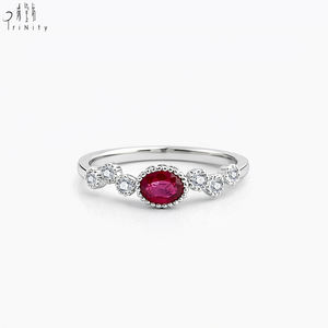 Bague en or massif 18 carats avec rubis naturel et diamants véritables, design minimaliste tendance, la plus populaire, faite à la main - Product Image 1