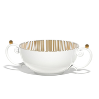 Ensemble de table en porcelaine blanche Gold Line de luxe ensembles de vaisselle en céramique durable avec assiette thé tasse à café kit de tasse