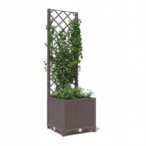 Jardinière Treillis 15,7x15,7x53,5 pouces en PP Marron Résistant aux UV pour Jardin et Cour - Product Image 1