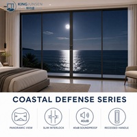 Puerta Corredera de Aluminio de Marco Delgado Serie Coastal Defense, Insonorizada, con Doble Vidrio Templado, a Prueba de Polvo, Moderna, para Patio Interior