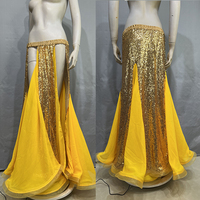 Nouvelle conception de jupes longues fendues à sequins pour la danse du ventre, robe sexy de danse du ventre, costume pour femmes, vêtements d'entraînement et de spectacle sur scène