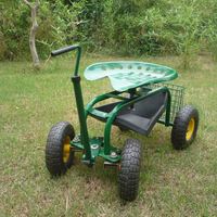 Chariot chariot portatif à plateforme d'entraînement électrique, chariot avec siège, chariot de jardin lourd à utiliser avec support de tige