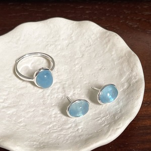 Ensemble de bijoux fins pour femmes en argent pur S925, collier en aquamarine, bracelet en perles d'argent cassé, bague superposée, forme ovale, naturel - Product Image 4