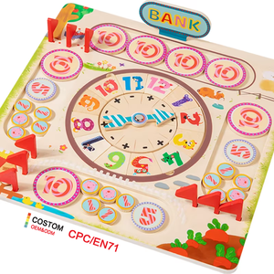 Montessori Horloge <span class=keywords><strong>de</strong></span> banque en bois Puzzle <span class=keywords><strong>de</strong></span> <span class=keywords><strong>ferme</strong></span> millionnaire Jeux <span class=keywords><strong>de</strong></span> société Aides éducatifs Jouets pour enfants Garçons Filles - Product Image 1
