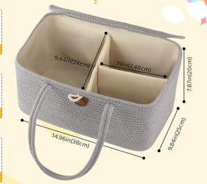 Organizador de pañales grande para cambiador y coche, <span class=keywords><strong>cesta</strong></span> de regalo portátil de cuerda de algodón para bebé con asas para recién nacido - Product Image 3