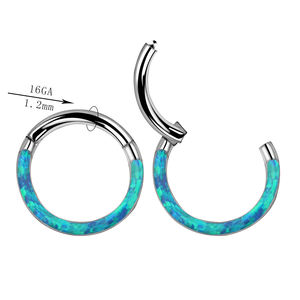 Anillo de titanio ASTM F136 para cuerpo, tira de pavé, Ópalo con bisagras, anillo para tabique, nariz, uñas, labio, anillo, Piercing, joyería para el cuerpo para mujer - Product Image 3
