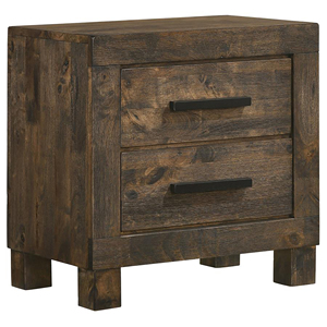 Rustic Golden Brown 2 <b>Drawer</b> Nightstand <b>With</b> Metal Lamp And Books On Top For Bedroom <b>Storage</b> - Product Image 2
