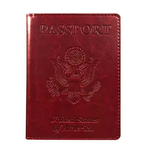 Hochwertiges personal isiertes Logo USA Travel Wallet Pass hülle Mehrfarbiger PU-Leder-Pass halter