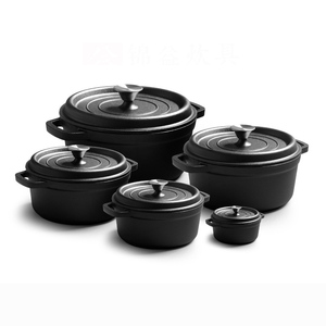 Marmite à soupe <span class=keywords><strong>en</strong></span> <span class=keywords><strong>fonte</strong></span> pré-assaisonnée non revêtue à double anse avec couvercle - Product Image 1