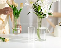 Centres de table décorations cylindre en verre côtelé bougeoirs pilier clair ouragan bougie pot flottant bougie Vases