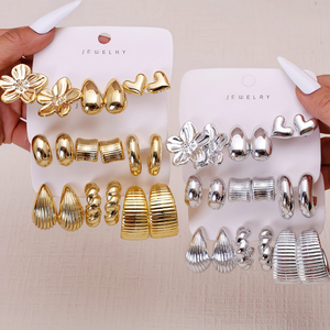 Juego de Pendientes de Moda Estilo Europeo, Geometría Metálica, Pendientes de Espiral, para Joyería, Venta al por Mayor - Product Image 1
