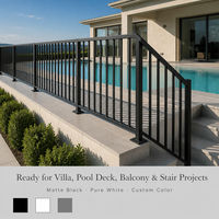 Système de balustrade de balcon en métal noir, sans soudure, connexion par boulons, taille et couleur personnalisées