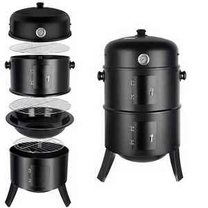 Ahumador de Leña Vertical 3 en 1 Moderno y de Primera Calidad - Parrilla Multifuncional Tipo Barril para el Hogar, Restaurantes y Eventos al Aire Libre - Product Image 1