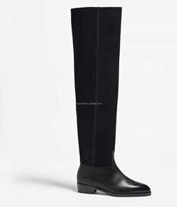 <span class=keywords><strong>Bottes</strong></span> en cuir véritable pour femme, montantes au-dessus du genou, de luxe, neuves avec étiquettes, en velours et cuir de veau - Product Image 4