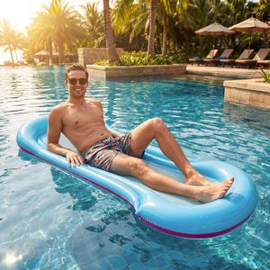Fun Inflatable Pool Lounger Float <b>Hammock</b> for Adults Comfortable Floating Chair 23x62 Inch Swimming Pool Beach Relaxation Purple - Product Image 2