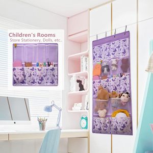 Organisateur de rangement suspendu au-dessus de la porte, 16 poches, motif papillon violet, tissu en nylon pour l'organisation des placards et des armoires - Product Image 4