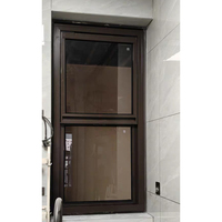 Ventana Corredera Vertical Americana Moderna de Doble Hoja, Marco de Aleación de Aluminio Duradero, Marco Negro, Insonorizada, Doble Vidrio Templado