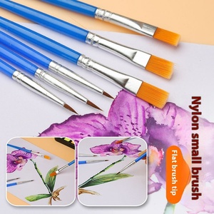 Pinceau à tête <span class=keywords><strong>plate</strong></span> en nylon à tige en plastique bleu Pinceau à peinture pour cheveux acryliques et ensemble de pinceaux - Product Image 4