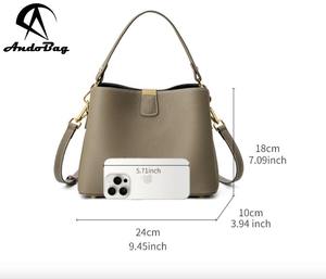 AndoBag Layered Cowhide Women'S New Bucket <b>Bag</b> Versatile High Quality Single <b>Shoulder</b> <b>Bags</b> For Women Handheld Crossbody 3030 - Product Image 3