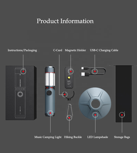 Lampe de camping musicale d'extérieur 8 fonctions avec son, lampe torche portable, batterie 5000 mAh, qualité industrielle DIY - Product Image 6