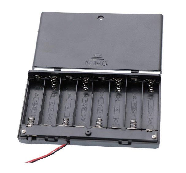 12V 8 AA Batteries Holder Storage Case Plastic 1.5V Battery Case ON/OFF Switch with  Wire