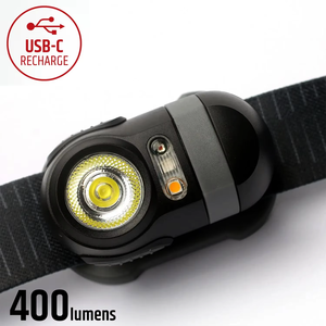 400 Lumens IPX5 Waterproof Lithium Ion Rechargeable LED Headlamp Adjustable Beam 90 Portable <b>USB</b>-C Charging <b>Head</b> <b>Torch</b> - Product Image 1