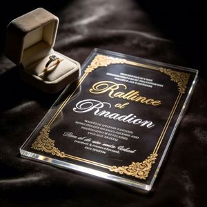 Invitación personalizada de acrílico grueso con caligrafía serigrafiada, tarjeta de recuerdo de lujo para bodas y eventos corporativos - Product Image 3
