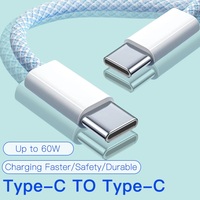Câble de données USB-C PD tressé en nylon 1M 60W 3A pour iPhone 17 16 15 Pro, charge rapide, vente en gros