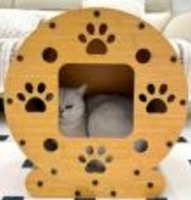 Plaque latérale circulaire en bambou pour niche à chat, avec trous de ventilation multi-pattes, panneau de remplacement détachable pour cachette de chat, à assembler soi-même