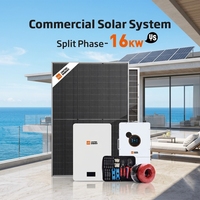 Kit de système d'énergie solaire 16 kW 30 kW avec 40 panneaux solaires bifaciaux et 3 batteries au lithium 48 V 200 Ah